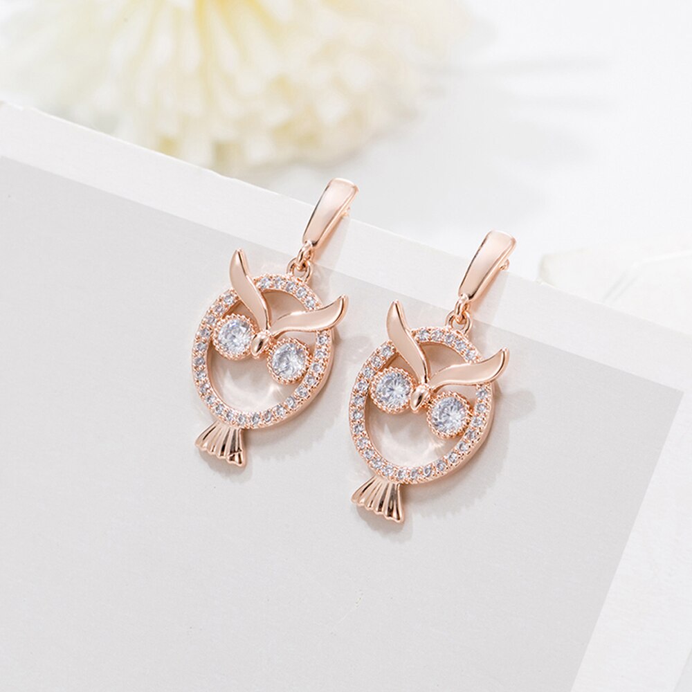Cute Owl women earrings Gold Silver Color Animal with CZ Zircon Korean Earrings for Women Accessories  Vintage Jewelry