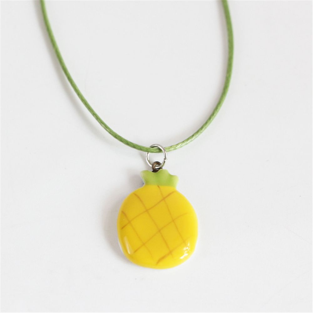 Cute Pineapple Shape Choker Necklaces For Women Simple Fruit Shaped Hand-painted Porcelain Pendant Necklace Clavicle Chain