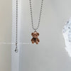 Cute Plush Bear Pendant Necklace for Girls Women Korean Bear Long Sweater Neck Chain Necklaces Cute Collar Jewelry