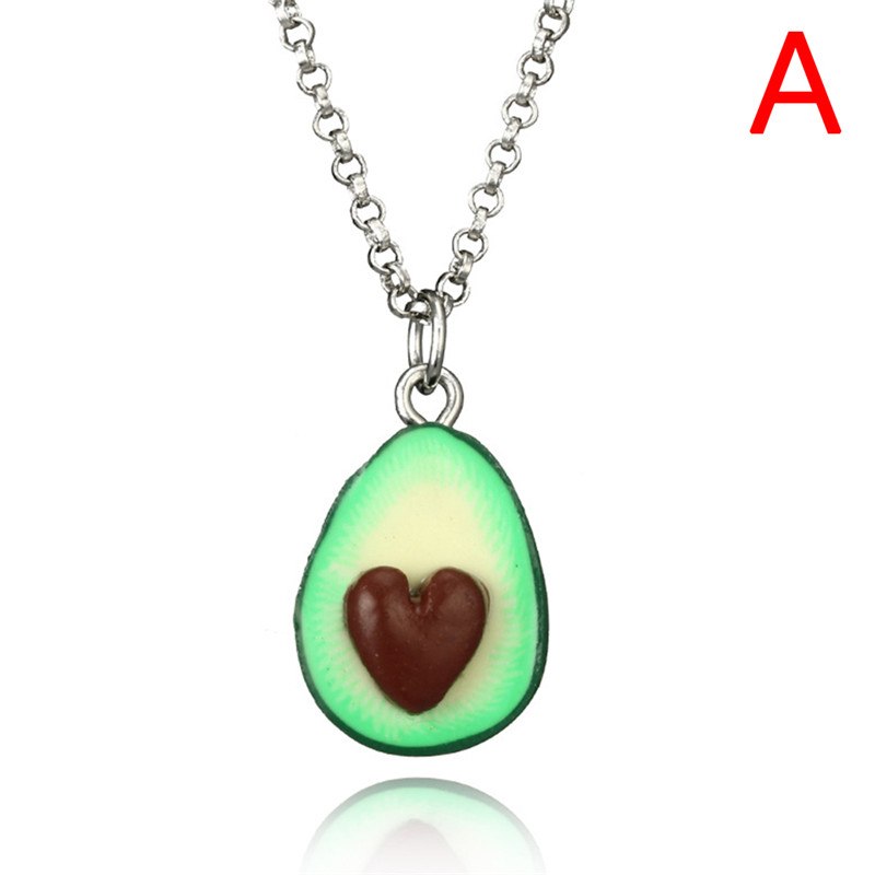 Cute Polymer Cl Avocado Heart Pendant Necklace Best Friend Jewelry Gift Handmade