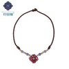 Cute/Romantic Handmade Chokers Necklace Colored Glass Flower Purple Crystal Green Gray Stone Bead Female Accessories DL-190304
