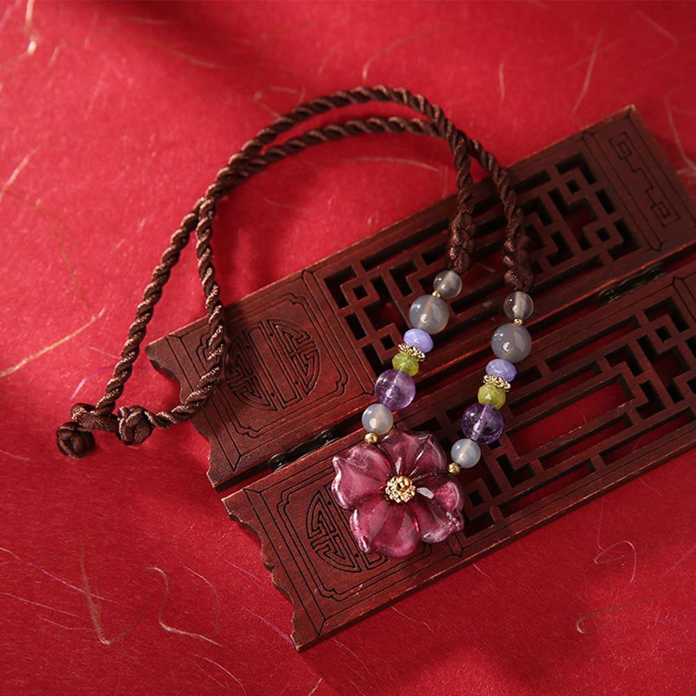 Cute/Romantic Handmade Chokers Necklace Colored Glass Flower Purple Crystal Green Gray Stone Bead Female Accessories DL-190304
