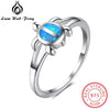 Cute Sea Turtle Design Blue Fire Opal Ring Genuine 925 Sterling Silver Rings For Women Animal Jewelry ( RI102943)