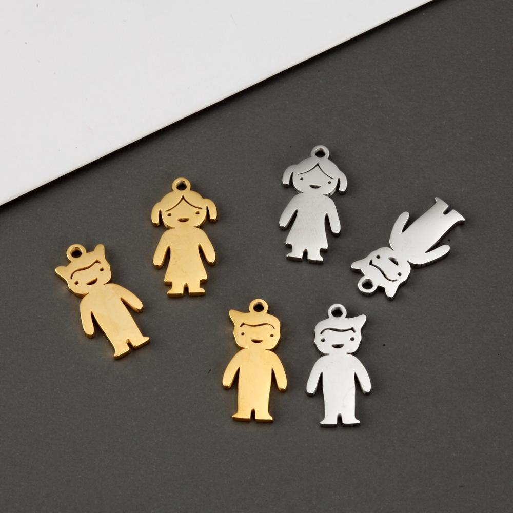 Cute Single Kid Childboy Girl Tag Doll Pendant 10*20MM Keychain Bracelet Necklace Pendants  Accessories