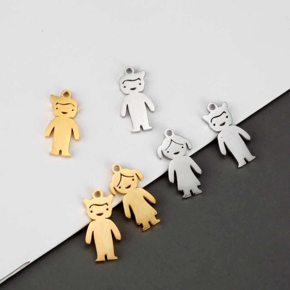 Cute Single Kid Childboy Girl Tag Doll Pendant 10*20MM Keychain Bracelet Necklace Pendants  Accessories