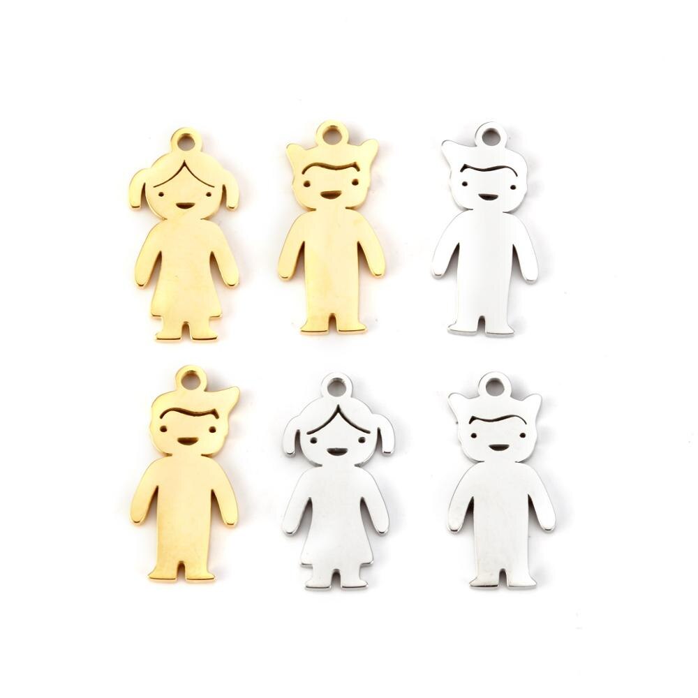 Cute Single Kid Childboy Girl Tag Doll Pendant 10*20MM Keychain Bracelet Necklace Pendants  Accessories