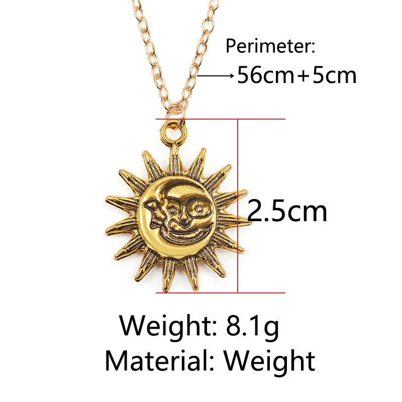 Cute Small Sun Pendant Necklace for Women Gold Color Necklace Chain Choker Necklace Bohemian Collar Jewelry Girls Birthday Gift