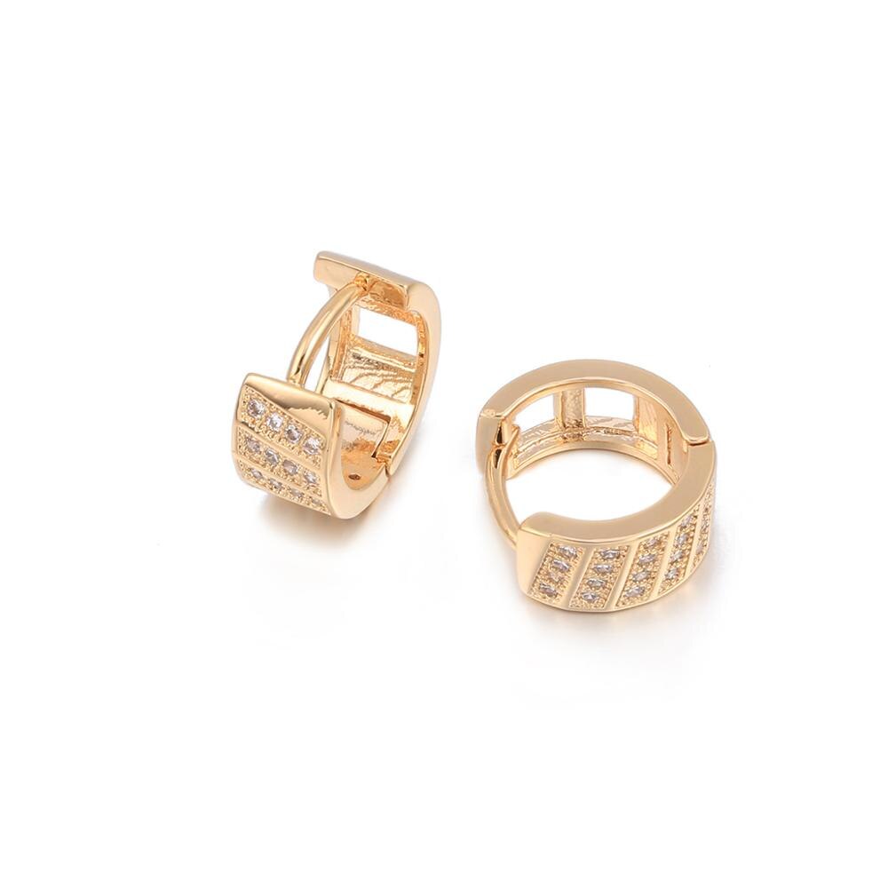 Cute Tiny Circle Hoop Earrings Gold Color Copper with Real Zircon Korean Vintag Earring For Women 2022 Jewelry Gift