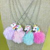 Cute Unicorn Rainbow Plush Ball Pendants Necklace Child Charms Chain Necklace For Baby Party Girls Gifts