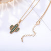 Cute Zircon Cactus Pendant Necklace  Girls Alloy Short Chain Necklace Inlaid Crysta Trendy Women Youth Jewelry Gift