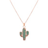 Cute Zircon Cactus Pendant Necklace  Girls Alloy Short Chain Necklace Inlaid Crysta Trendy Women Youth Jewelry Gift