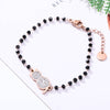Cute Zircon Cat Charm Beaded Bracelet for Women Adjustable Rose Gold Stainless Steel Chain Bracelets Jewelry Girls Daily Gifts