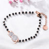 Cute Zircon Cat Charm Beaded Bracelet for Women Adjustable Rose Gold Stainless Steel Chain Bracelets Jewelry Girls Daily Gifts