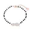 Cute Zircon Cat Charm Beaded Bracelet for Women Adjustable Rose Gold Stainless Steel Chain Bracelets Jewelry Girls Daily Gifts