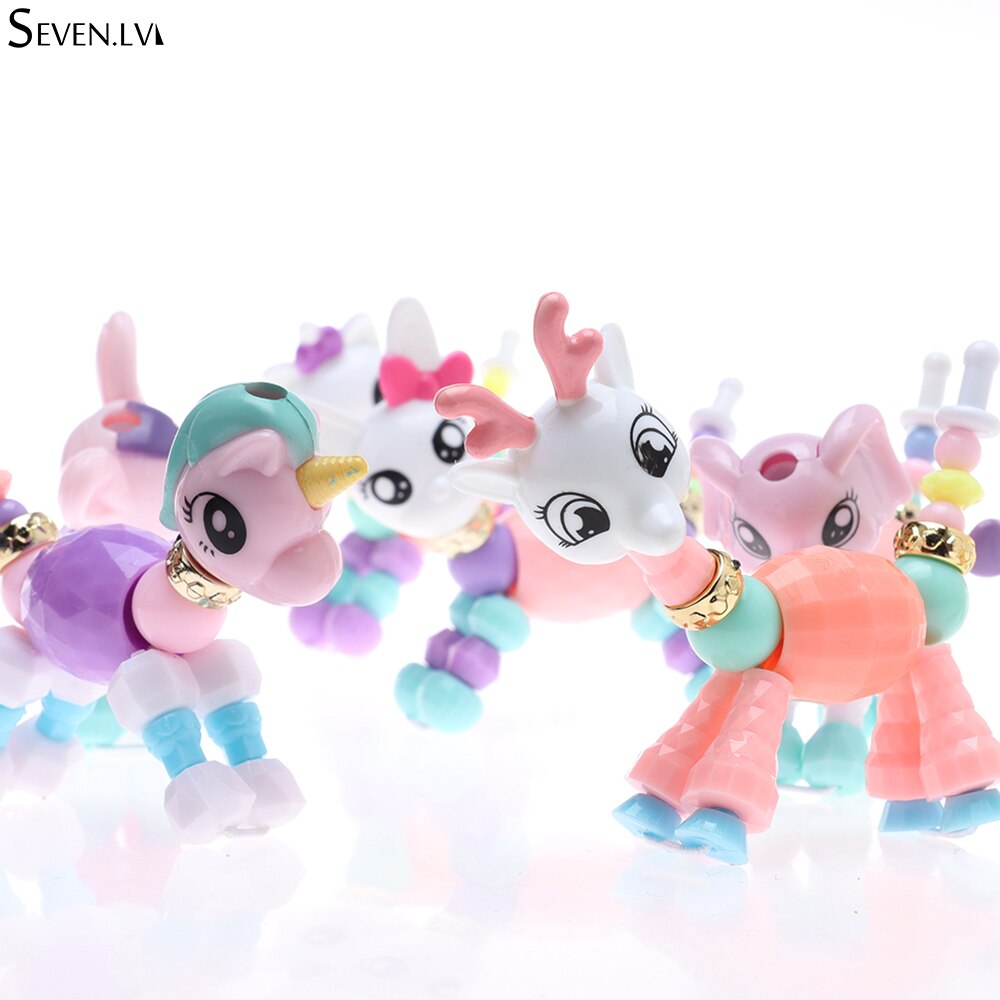 Cute animal transformation DIY Bracelet suitable for boys and girls children Unicorn Elastic Bracelets creative  jewelry gift