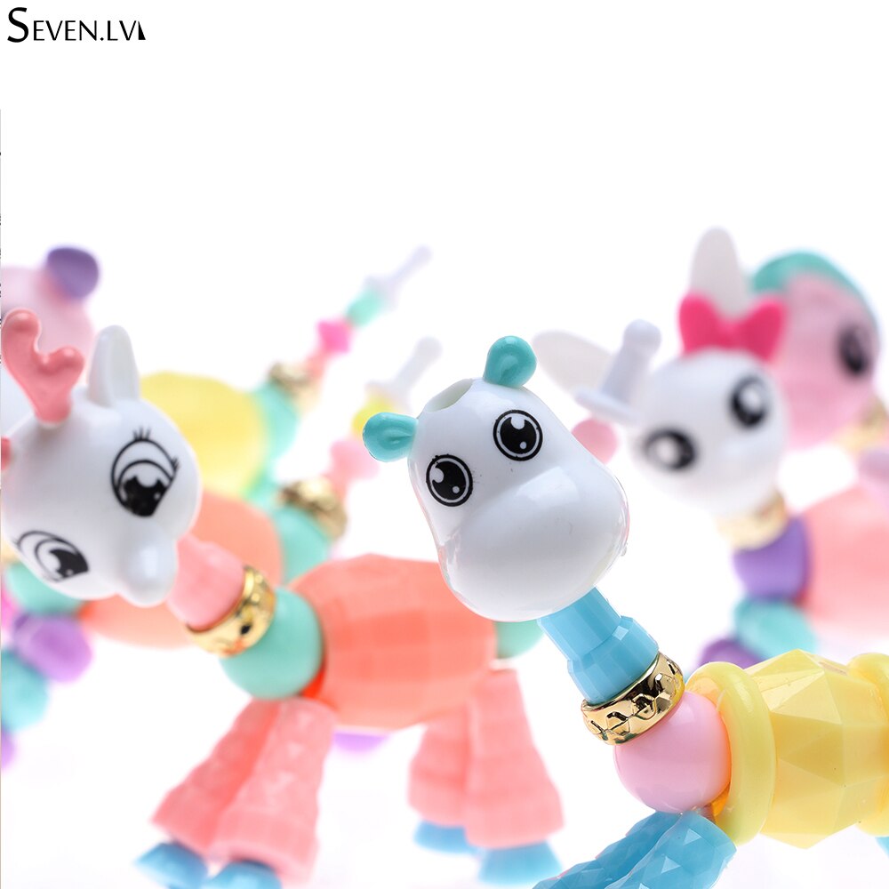 Cute animal transformation DIY Bracelet suitable for boys and girls children Unicorn Elastic Bracelets creative  jewelry gift
