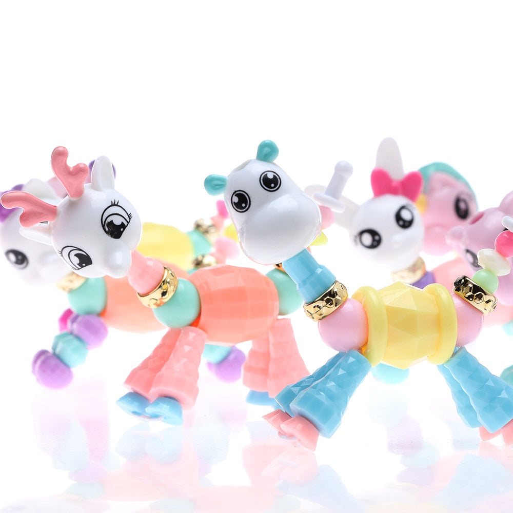 Cute animal transformation DIY Bracelet suitable for boys and girls children Unicorn Elastic Bracelets creative  jewelry gift