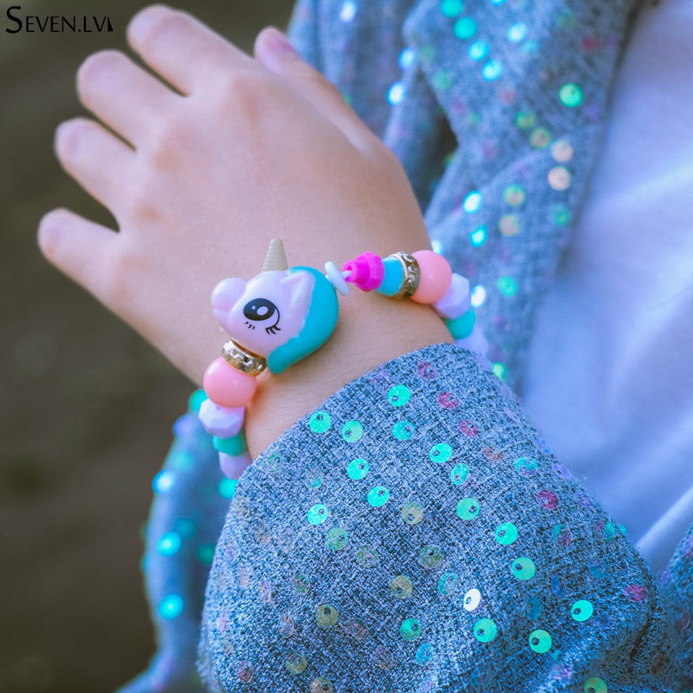 Cute animal transformation DIY Bracelet suitable for boys and girls children Unicorn Elastic Bracelets creative  jewelry gift