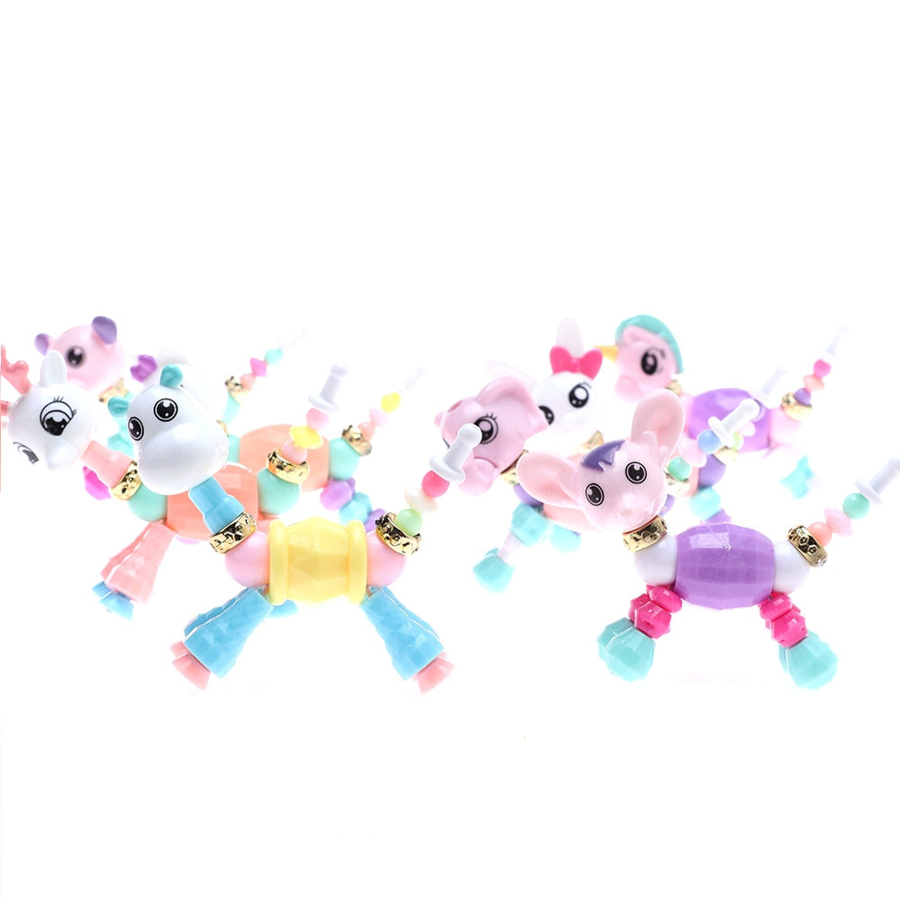 Cute animal transformation DIY Bracelet suitable for boys and girls children Unicorn Elastic Bracelets creative  jewelry gift