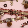 Cute curry chocolate bear striped plaid bow necklace choker hairball necklace