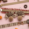 Cute curry chocolate bear striped plaid bow necklace choker hairball necklace