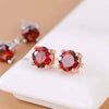 Cute wine red garnet stud earrings 6mm round brilliant natural garnet silver earrings solid 925 silver garnet stud earrings girl