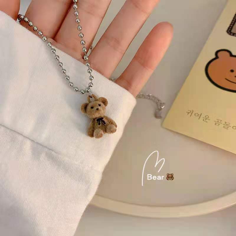 CuteTeddy-collar con colgante de oso para niña y mujer, moda coreana, oso Kawaii, suéter largo, cadena para el cuello, joyería