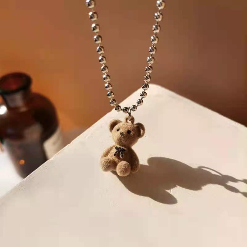 CuteTeddy-collar con colgante de oso para niña y mujer, moda coreana, oso Kawaii, suéter largo, cadena para el cuello, joyería