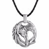 Cxwind Retro Viking Wolf With Cross Knot Necklaces Antique Bronze Animal Wolf Head Charm Pendant Ethnic Necklace Jewelry