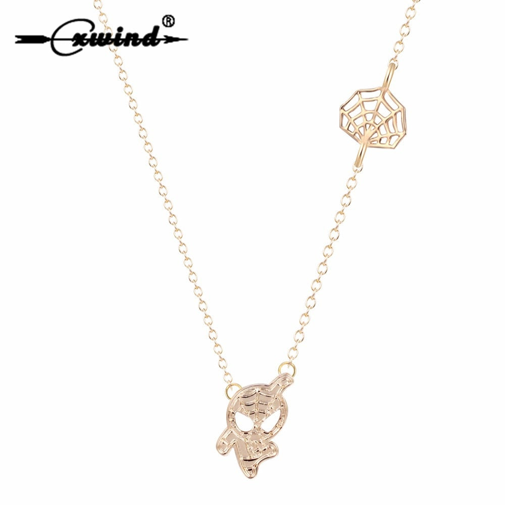 Cxwind Sider-Man Web Shaped Charm Necklace Marvel Super Heroes Pendants Necklaces Animal Statement Choker Necklce Women Jewelry