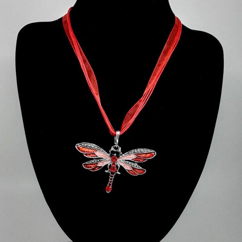 Czech multi-layer dragonfly pendant chain women's jewelry enamel dragonfly chain necklace with rhinestones colorful necklace