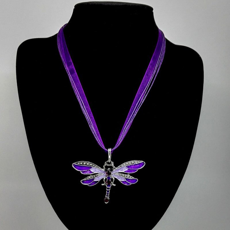 Czech multi-layer dragonfly pendant chain women's jewelry enamel dragonfly chain necklace with rhinestones colorful necklace