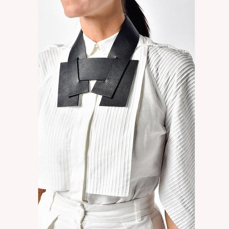 D&D Geometric Handmade Necklaces Women's Torques Collar Black Leather Necklaces Harajuku Gothic Jewellery Strange Things