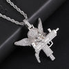 D&Z Guardian Angel Pendant In White Gold Solid Back Mens Micro Paved AAA CZ Hip Hop Gold Silver Color Charm Chains Jewelry Gift