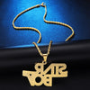 D&Z Personality Iced Out Rhinestone Letters Necklace Gold Color Bling Bling Word Pendant Necklace For Boys
