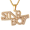D&Z Personality Iced Out Rhinestone Letters Necklace Gold Color Bling Bling Word Pendant Necklace For Boys