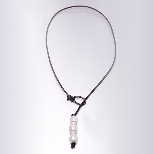 10-11mm Pearl Necklace Natural White Baroque Pearl Leather Necklace New Real Pearl Fashion Jewelry