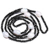 11-12MM Natural Big Rice Pearl & 4mm Crystal Necklace White Black Jewelry 90cm Long Pearl Necklace