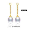 18K Gold Drop Earrings 3-4mm Tiny Studs with 6-7mm White Drop Pearl Dangle Earrings High Quality Brand Jewelry