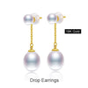 18K Gold Drop Earrings 3-4mm Tiny Studs with 6-7mm White Drop Pearl Dangle Earrings High Quality Brand Jewelry