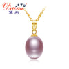 18K Gold Pearl Pendant 9-10mm High Quality Pearl Pendant Necklace Brand Jewelry Free Silver Chain