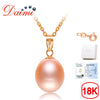18K Rose Gold Necklace 8-9mm Pearl Pendant Necklace 18K Genuine Gold Chain Pearl Jewelry with Certificate Box