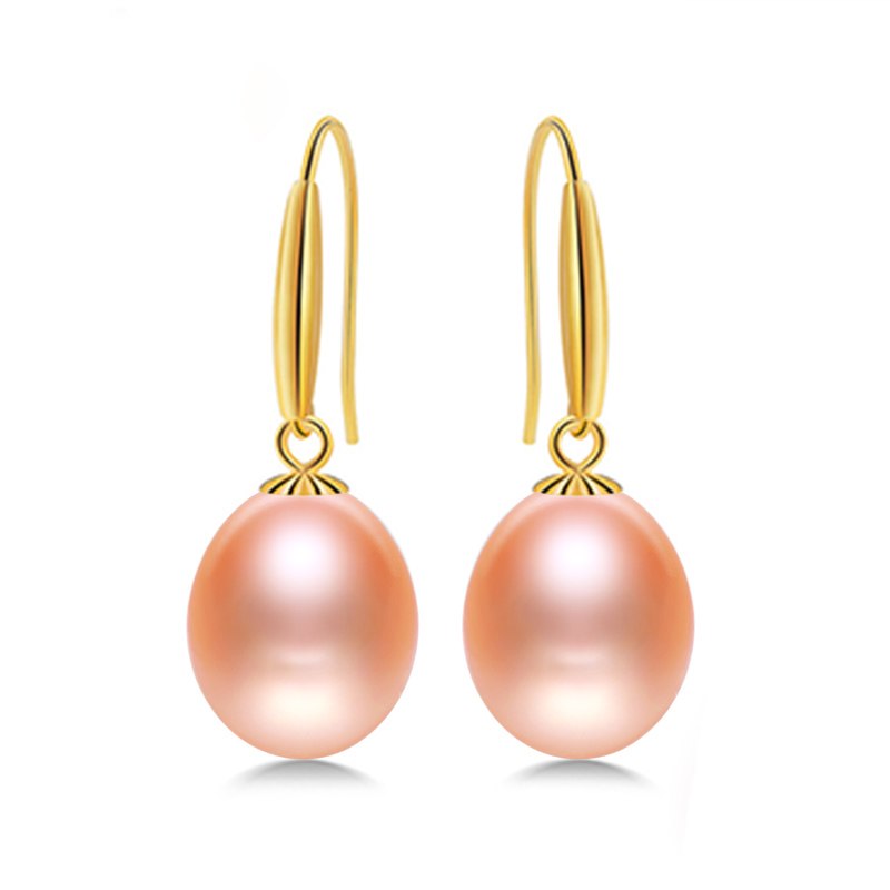 18k Gold Hook Earrings 8-9mm Pearl Earrings High Quality Brand Jewelry For Women