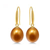18k Gold Hook Earrings 8-9mm Pearl Earrings High Quality Brand Jewelry For Women