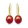 18k Gold Hook Earrings 8-9mm Pearl Earrings High Quality Brand Jewelry For Women
