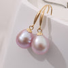 18k Gold Hook Earrings White Pearl Earrings 8-9mm 18k Yellow Gold High Quality Brand Jewelry For Women