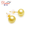 18k Pearl Earrings Studs Earring Pearl Pure 18k Yellow Gold Earrings White/Pink/Purple/Gold/Black Brand Jewelry
