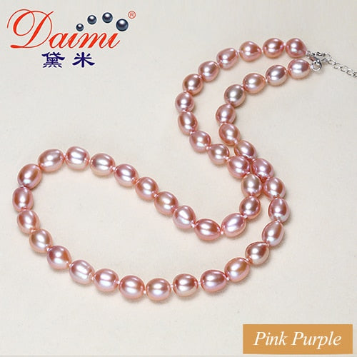 2020 New 100% Natural Pearl Necklace 7-8mm Pink/ Purple/ Pink Purple/ White Pearl Brand Jewelry For Woman