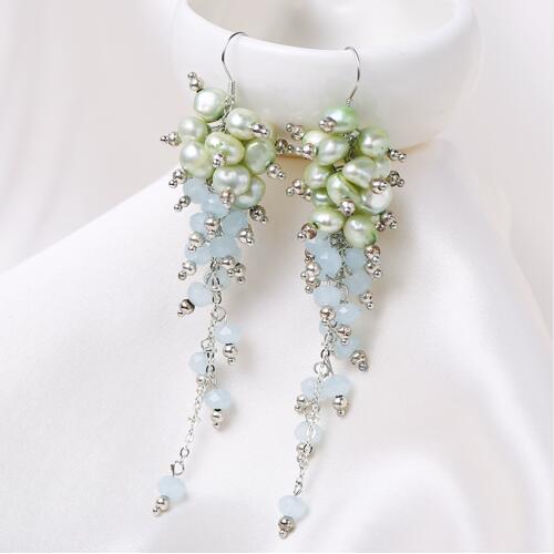 2020 New Arrival 7-8 mm pearl earrings silver punk drop earrings baroque pearl earrings for women new year gift