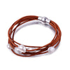 2020 New Arrival Best Gift For women Bracelet 9-10 mm Baroque Pearl Bracelet 7 Layers Leather Bracelet femme